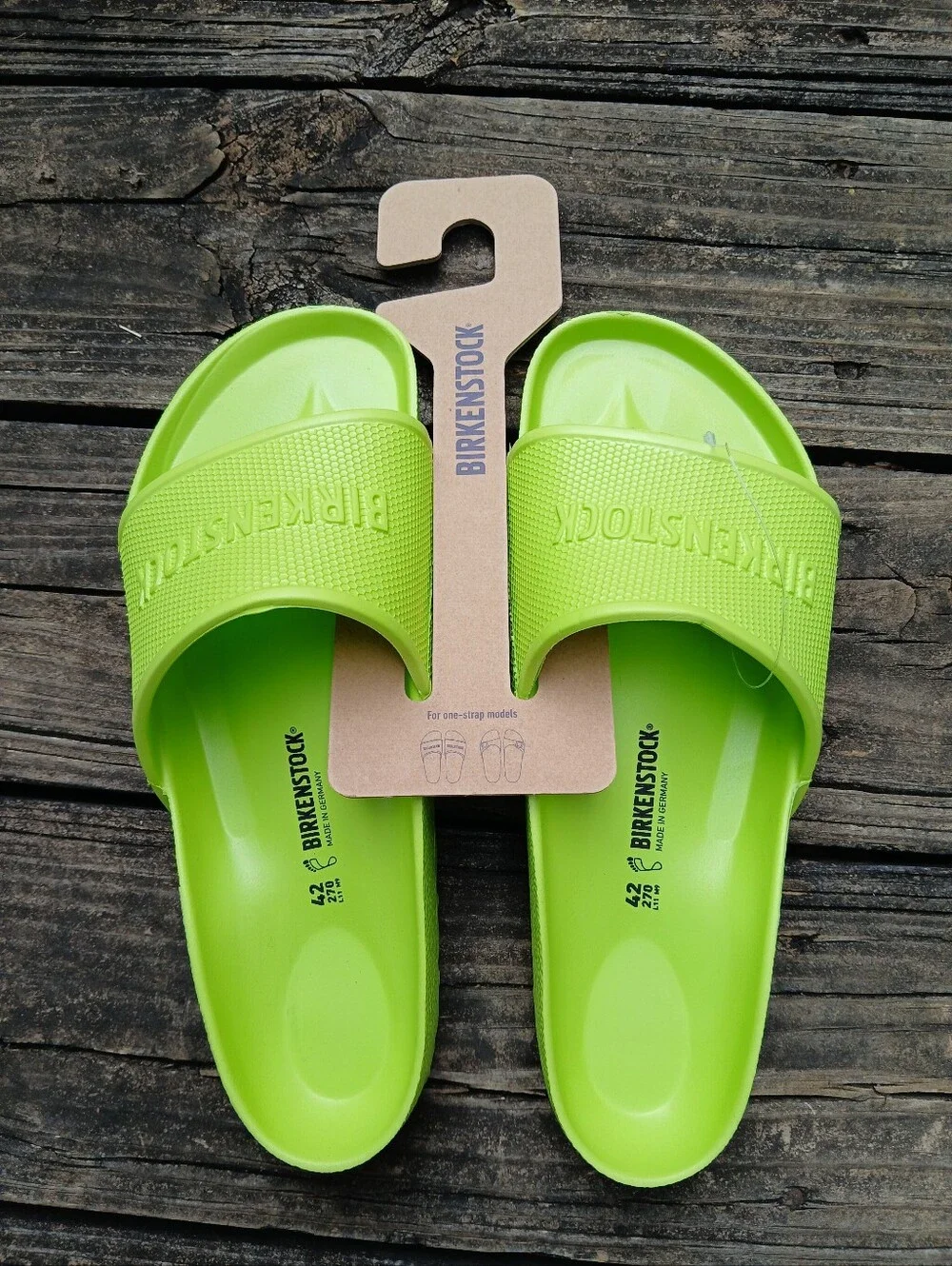 Birkenstock Men's Neon Green Slide Sandals